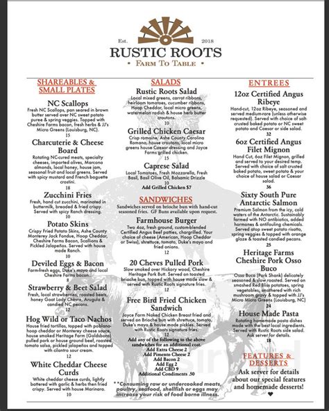 <strong>Rustic Roots</strong> is a Tapas Bar / Restaurant in <strong>Bunn</strong>. . Rustic roots bunn nc
